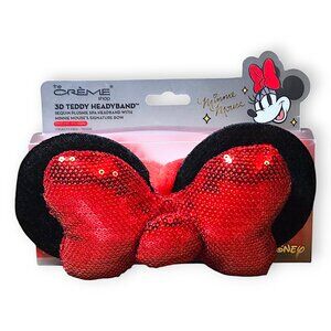 The Crème Shop x Disney Minnie "Ruby Glitz" Sequin Plush 3D Teddy Spa Headyband
